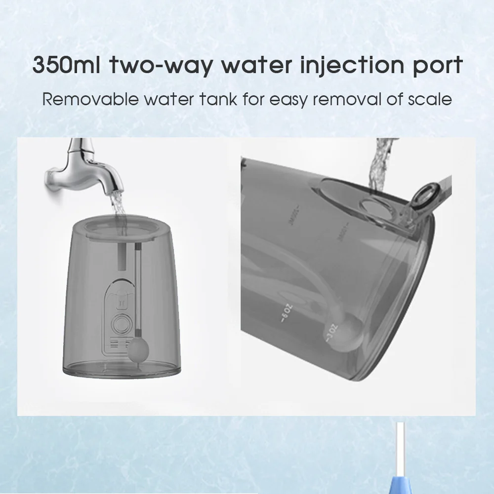 Oral Irrigator USB Rechargeable Water Flosser Portable Dental Water Jet 350ML Water Tank IPX7 Waterproof Teeth Cleaner Travel