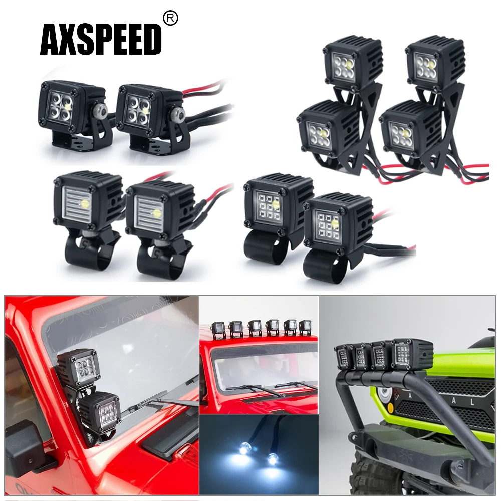AXSPEED Boczne światła LED do bagażnika, reflektory do TRX4 TRX6 Axial SCX10 Wraith Axial SCX24 1/10 RC Crawler Car Truck