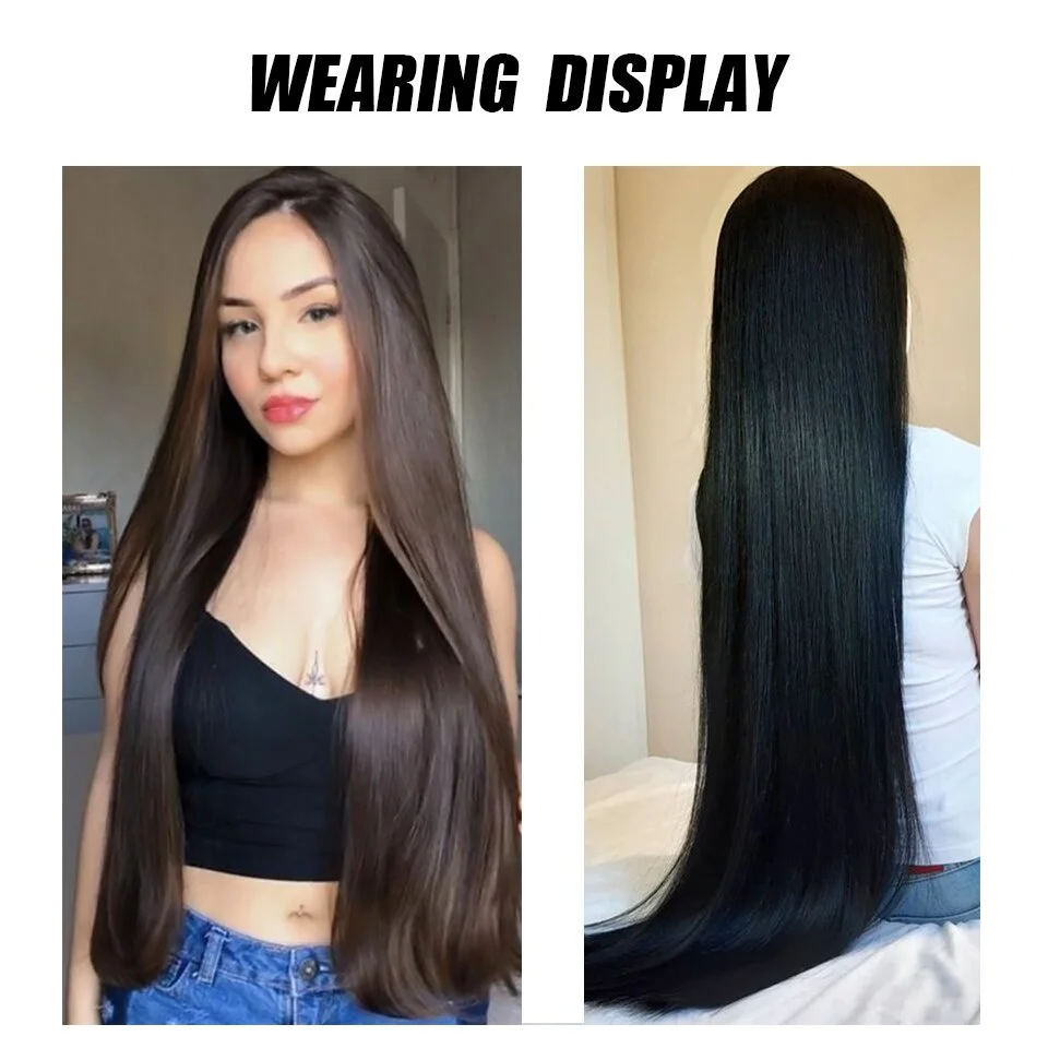 40Inches Long Straight Synthetic Hair 5 Clips Hair Extensions Ponytail Extension For Girls  Clip In Extensions
