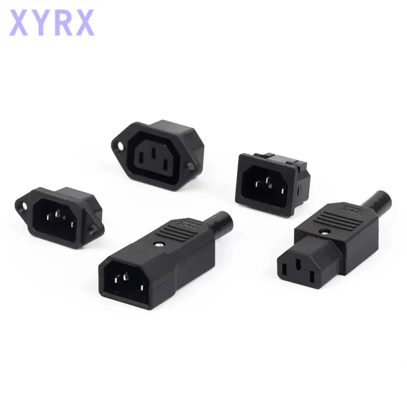 C13 C14 Electrical Power Socket Computer Mount Outlet 3 Pin IEC320 LED Rocker Switch Brass 10A Fuse Inlet Plug Connector 250v