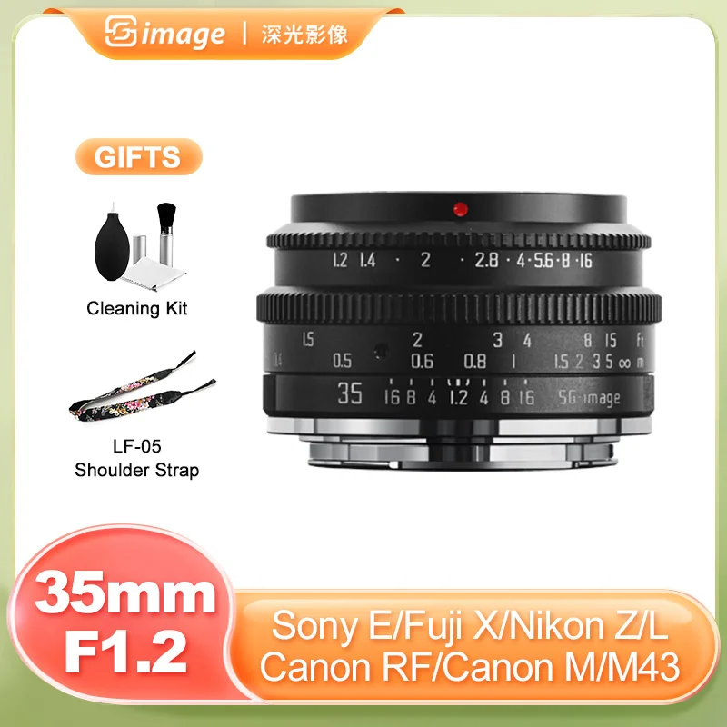 

SG Image 35mm F1.2 APS-C Large Aperture Manual MF Lens for Sony E Nikon Z Canon EOS M EOSR RF Sigma Leica L Fuji X M43 Mft Camer