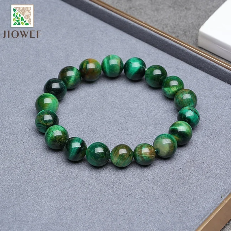 Natural Green Tiger Eye Stone Bracelet Women Fashion Jewelry Single Circle Elastic Rope Charoite Jewelry Gifts 6/8/10/12mm