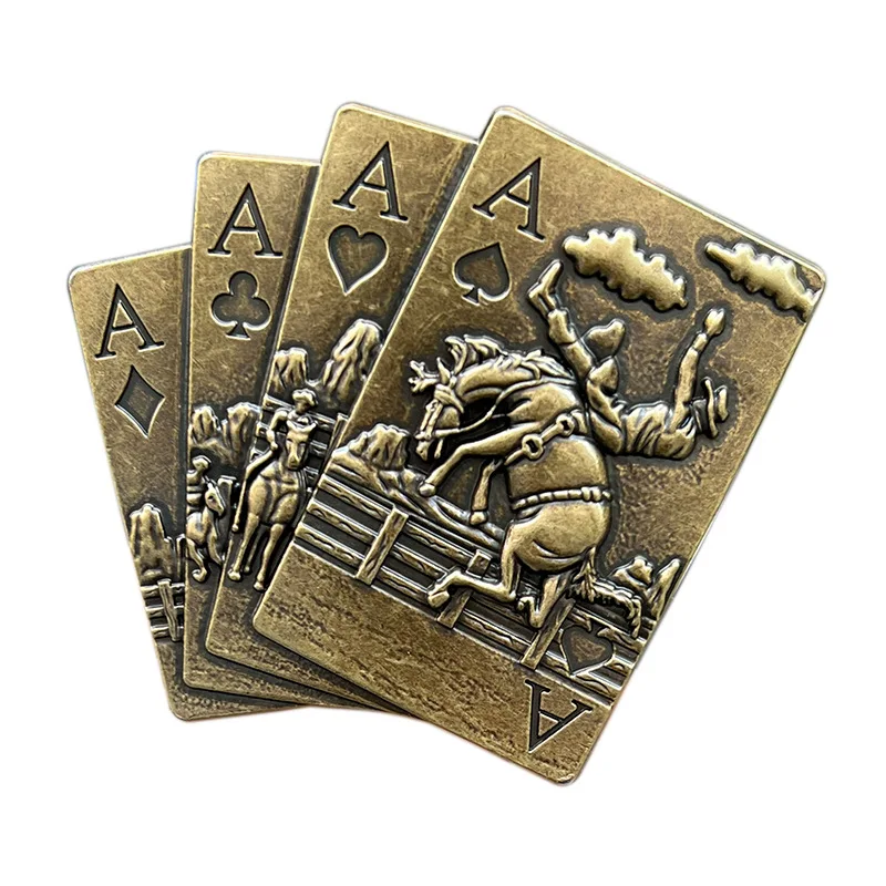 Western Cowboy Style Zinc Alloy Poker Card Belt Buckle European American Theme Metal Accessory for Men