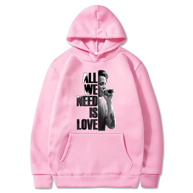 Canserbero Hoodies Men Fashion All We Need Is Love Printed Sweatshirts Women Casual Harajuku Streetwear Tracksuit Hooded