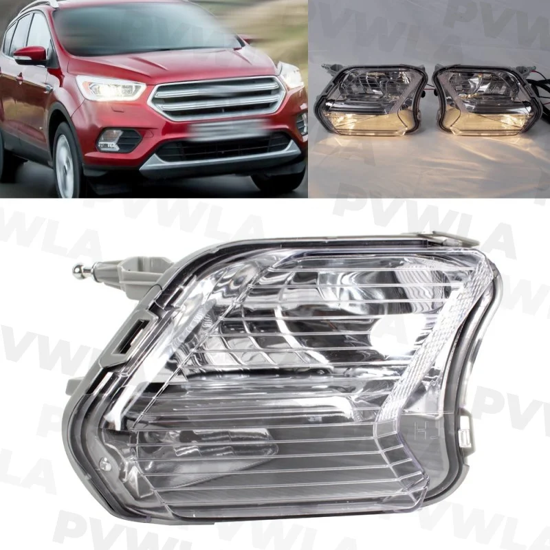 

1 PC Right Side Front Bumper Fog Lights Lamp With Halogen Bulbs For Ford Escape Kuga 2017 Car accessories GJ5Z-13200-C