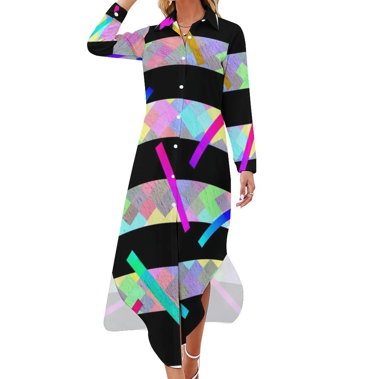 

The Glow Stick Party Long Sleeved Shirt Dress dress summer elegant dresses for women