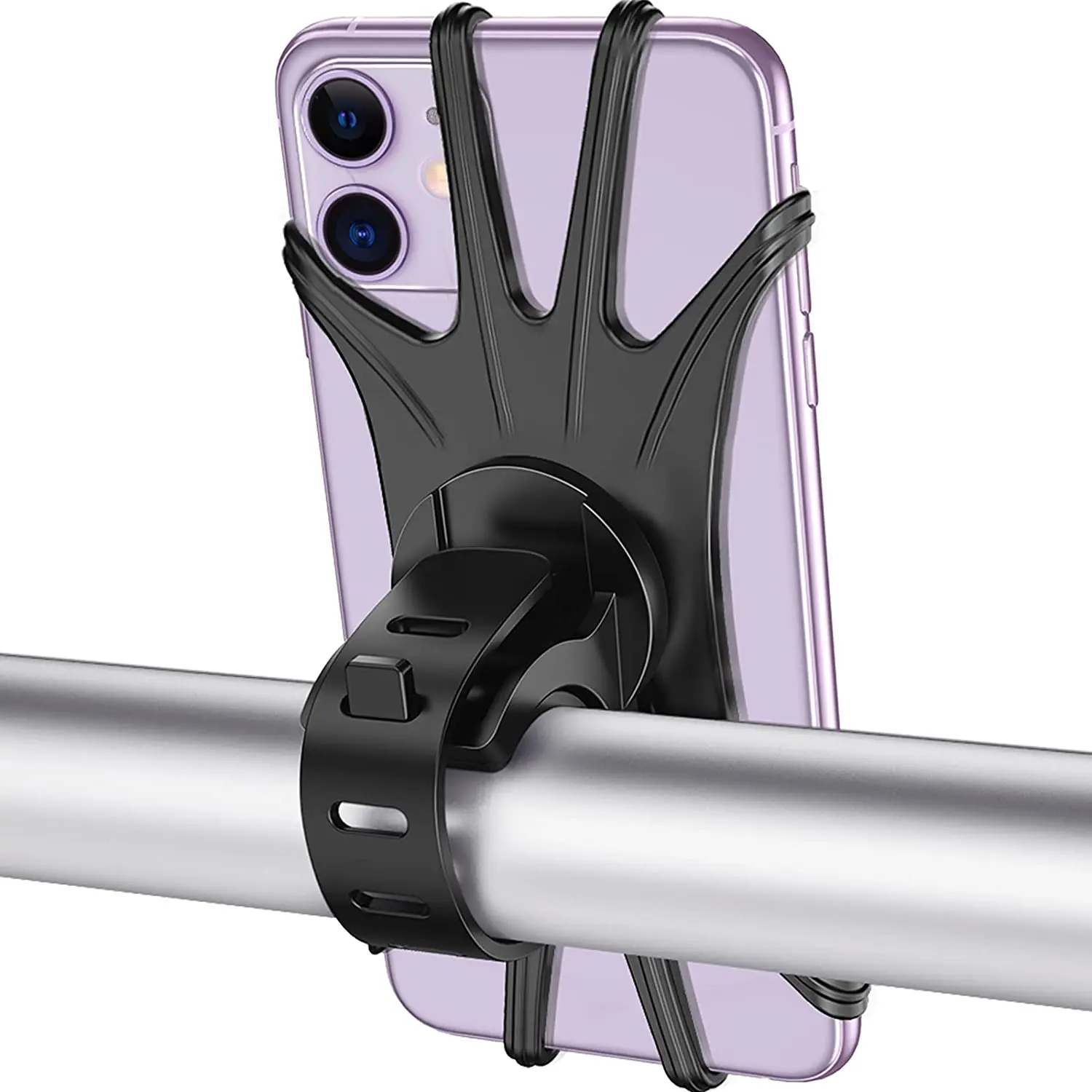 

Universal Silicon Bike Phone Mount, Super Strong Stretchable Bicycle CellPhone Holder, Compact and Light 360° Rotatable Bracket