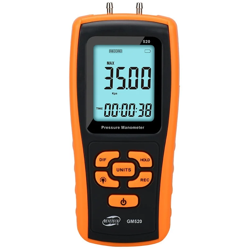 

Electronic Differential Pressure Gauge GM505 Brass Micro Gas Meter with Bottom Mounting ±2.49kPa Digital Pressure Meter