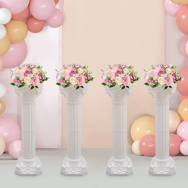 4Pcs Wedding Roman Pillars Flower Standing Holders Wedding Decoration Plastic