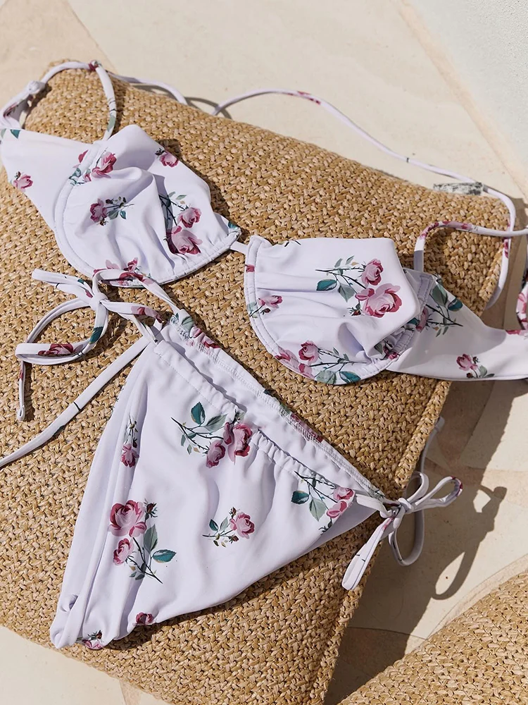 3 قطع مجموعة البكيني ملابس السباحة النسائية 2025 مثير رفع ثوب السباحة ضمادة البيكينيات منخفضة الخصر ملابس السباحة سلسلة بيكيني مجموعات #1