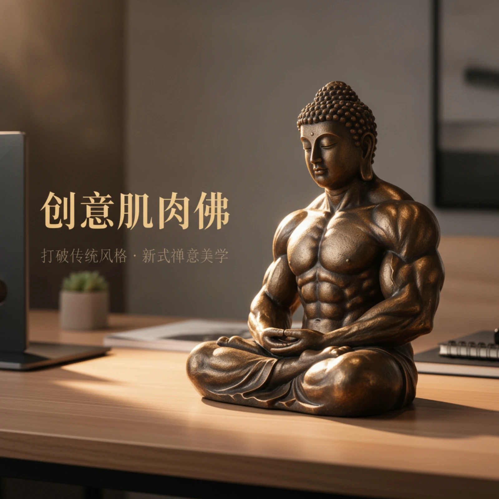 Picture 3: Seated Buddha Figurine Sculptural Meditating Buddha Figurine Sculpture Polyresin Decor Zen for Living Room, Office