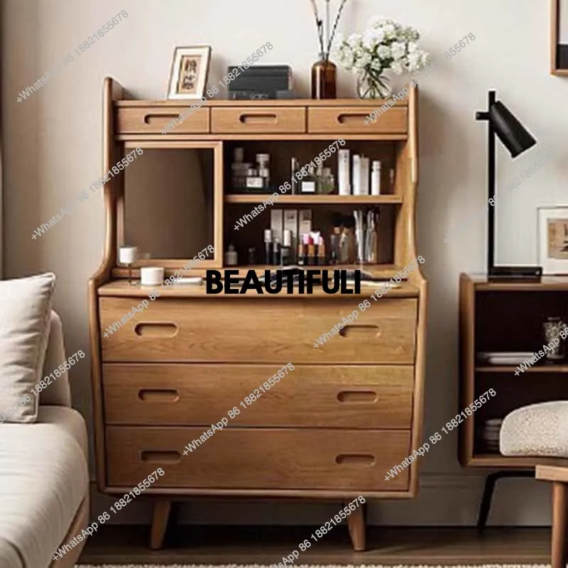 

Integrated Wooden Dresser Storage French Corner Natural Small Modern Vanity Design Unique Display Coiffeuse Bedroom Furniture
