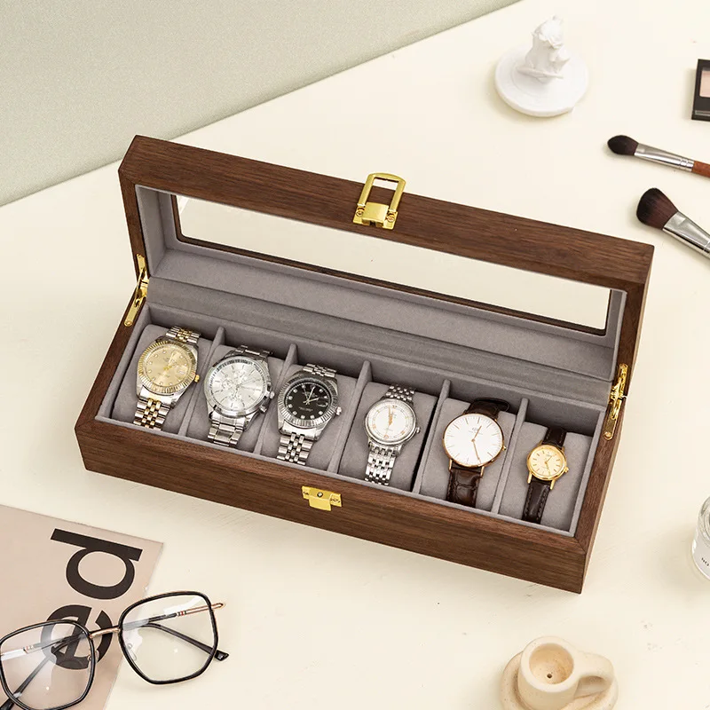 

Solid Wood Watch Box with Lid, Anti-Dust Storage Organizer for Men and Women, Handmade Wooden Jewelry Display Case for Rings
