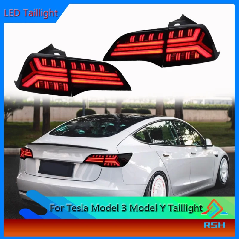 

For Tesla Model 3 Taillight Assembly Model Y Modified LED Water Turn Signal Running Light Brake Reversing Light Plug And Play
