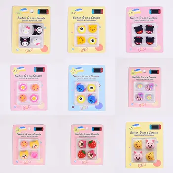 4 قطعة لطيف الكرتون الإبهام قبضة عصا غطاء لنينتندو سويتش Oled لايت الفرح كون تحكم لينة سيليكون عصا التحكم غطاء الملحقات