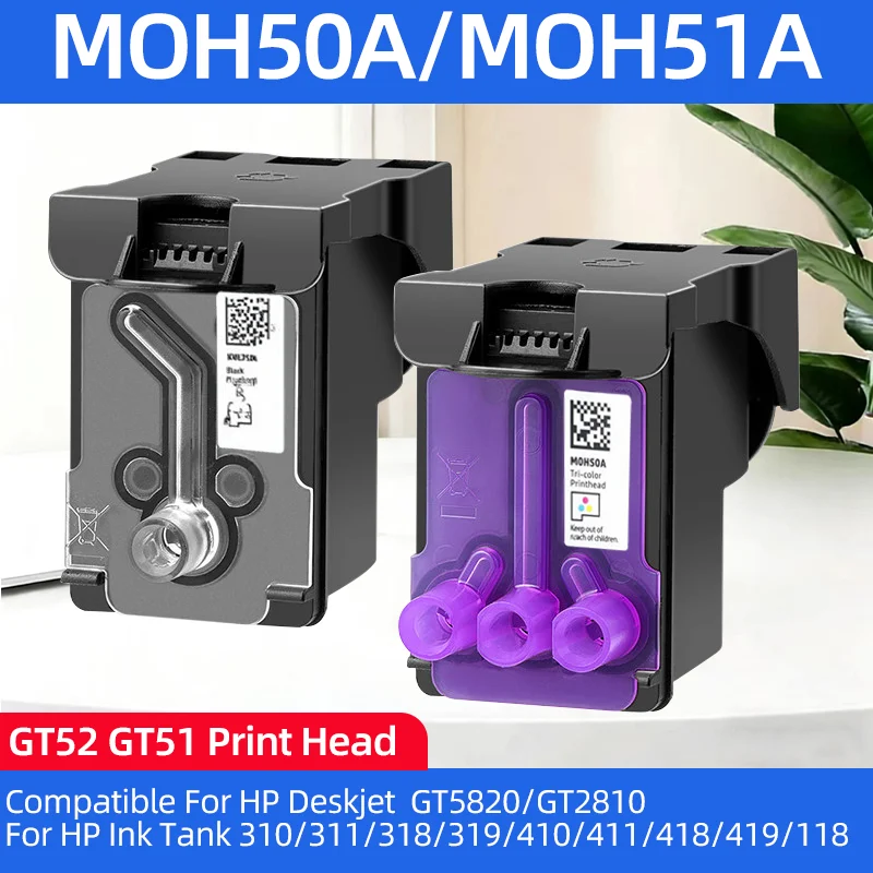 

GT52 GT51 MOH50A MOH51A Print Head Compatible For HP Deskjet GT5810 GT5820 Ink Tank 310 315 318 319 410 415 418 419 Printhead