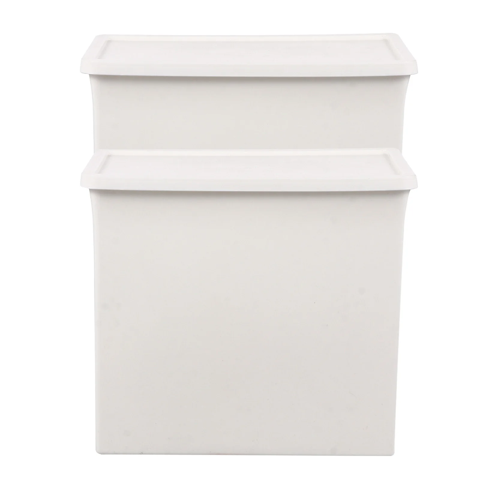 

2pcs Plastic Storage Box Stackable PP Twin Bins Kitchen Boxes Lids Home Organization Desk Bedroom Living Room