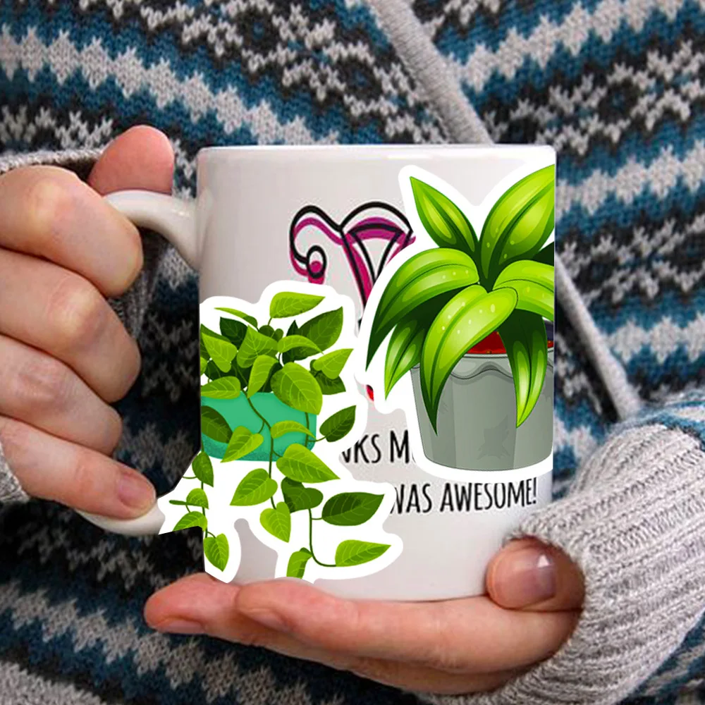 50 pçs verde vaso planta série graffiti adesivos para escudo do telefone móvel skate adesivos decorativos diy brinquedo adesivo pacote