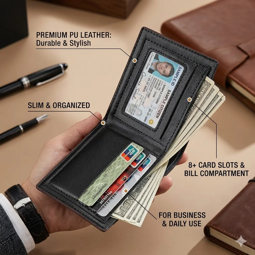 Bifold Wallet Embossed Leather Men Purse Crocodile Grain Slim Credit Card Case Business Luxury Gift Minimalist Money Bag