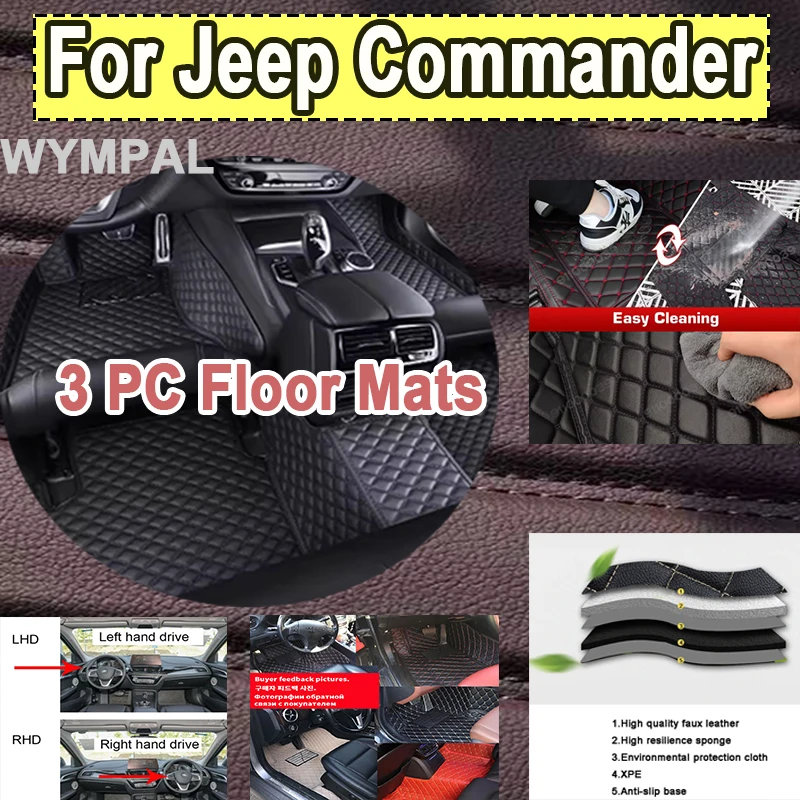 

Роскошные автомобильные коврики для Jeep Commander XK 2006 2007 ~ 2010, 7 сидений, антигрязные подушечки, кожаные детали интерьера, автомобильный коврик, ковер