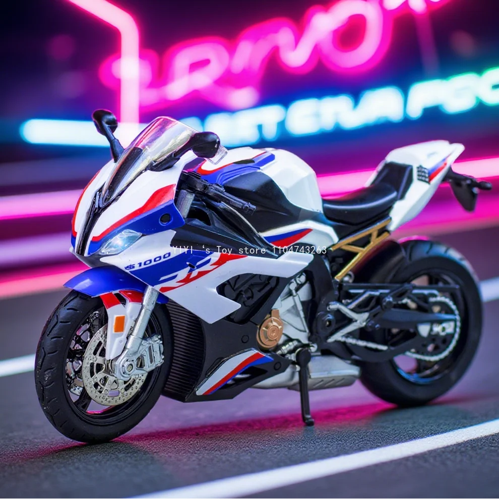 

1:12 S1000RR Model Motorcycles Toys Alloy Diecast Sound Light Shock Absorption Simulation Motorcycle Boy Gift 25A28