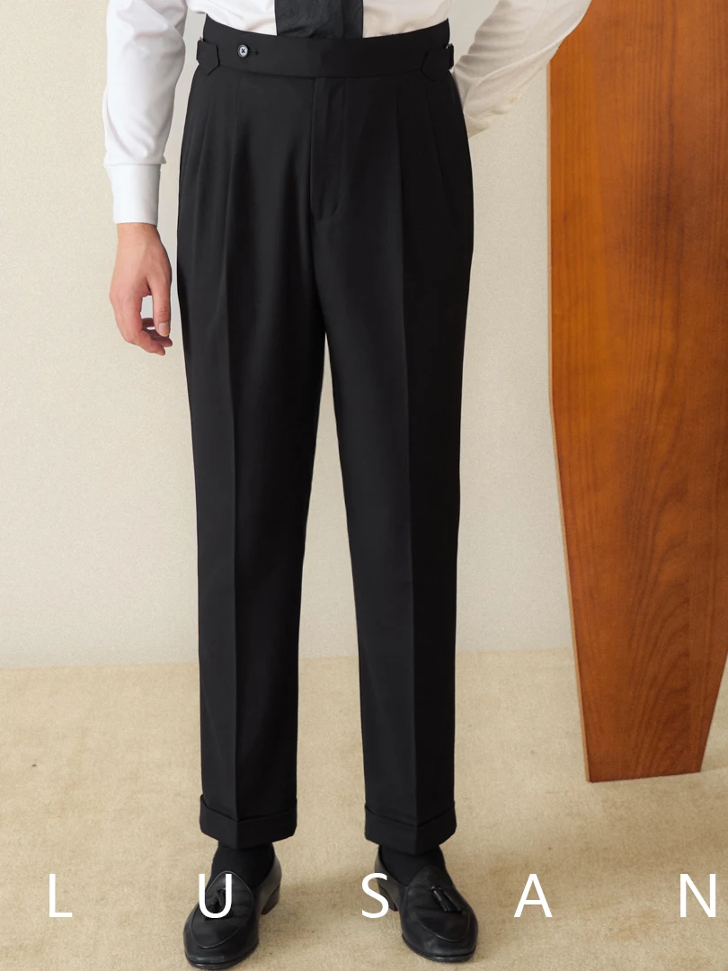 Herr. Deer Three Business Basic Naples Gerade Hose mit hoher Taille Lässige All-Match-Hose Gentleman Pendlerhose