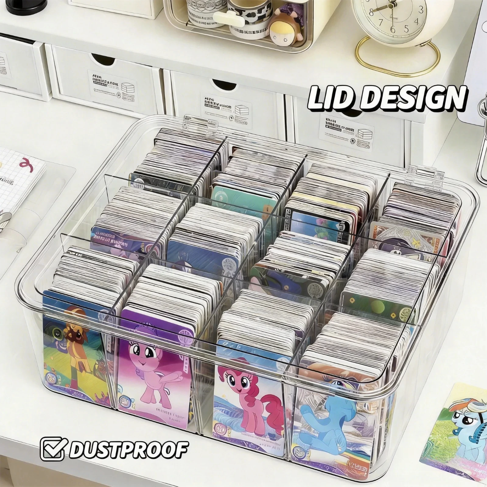 透明カード収納ボックス大容量ゲームカードオーガナイザーポケモン-tcg-カードディスプレイボックス子供用収集カードホルダー