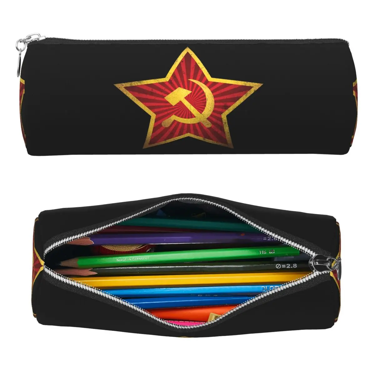 USSR Hammer und Sichel, CCCP, russische sowjetische Flagge, Federmäppchen, Federmäppchen, Zylinder-Stiftbox, Federmäppchen für Jungen und Mädchen, Geschenke