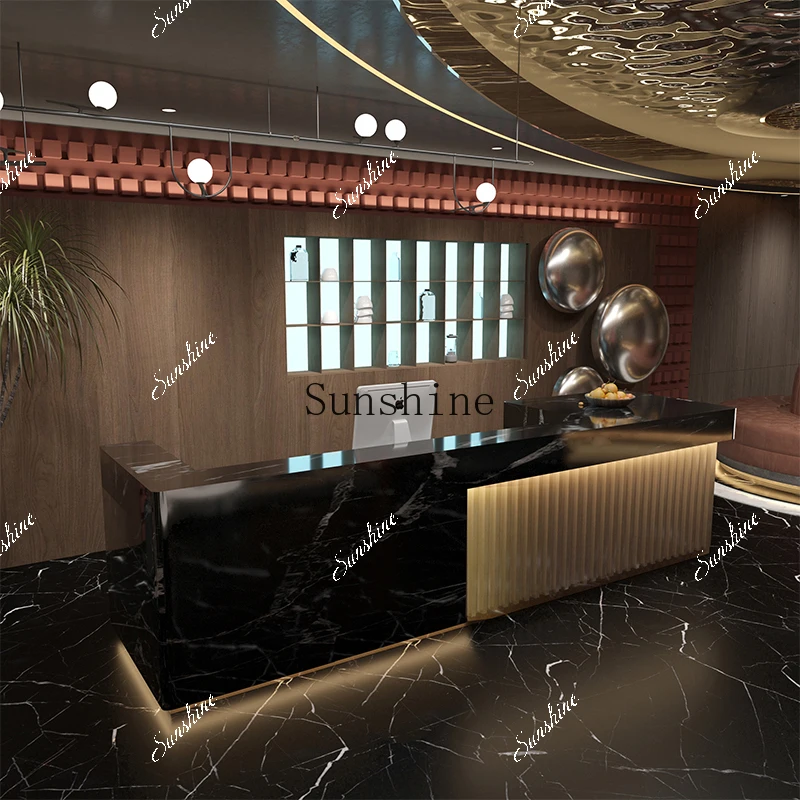 High-end customized natural marble rock slab company Hotel front desk Foot bath restaurant Bar  FT