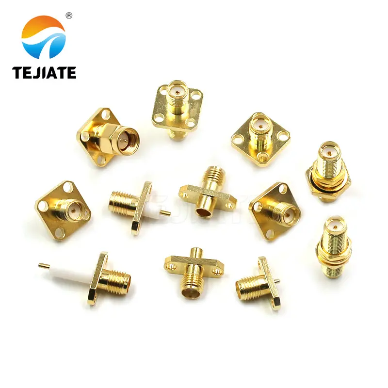 1PCS SMA mother seat connector SMA three pairs of internal and external threads hole flange socket connector insulation expan