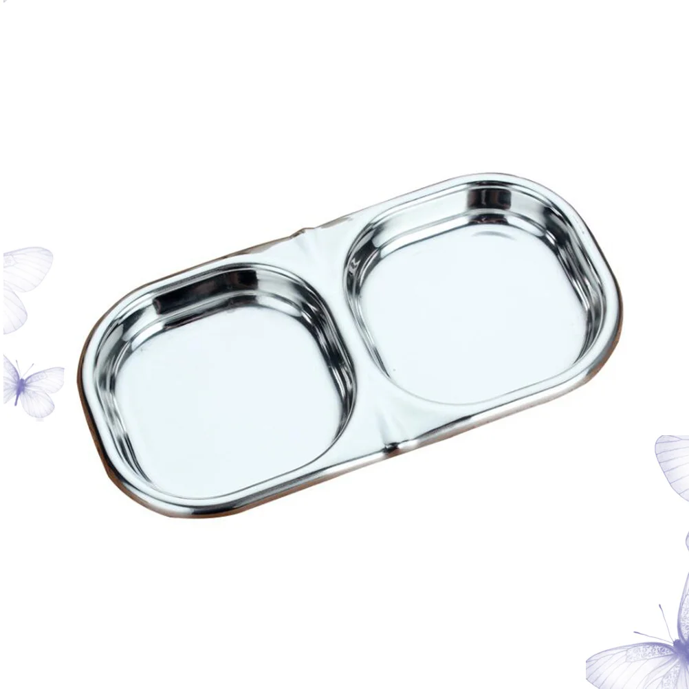 

Double Compartment Seasoning Dish Stainless Steel Sauce Bowl For Hot Pot Appetizer Plates Flavor Dishes Kitchen Barware