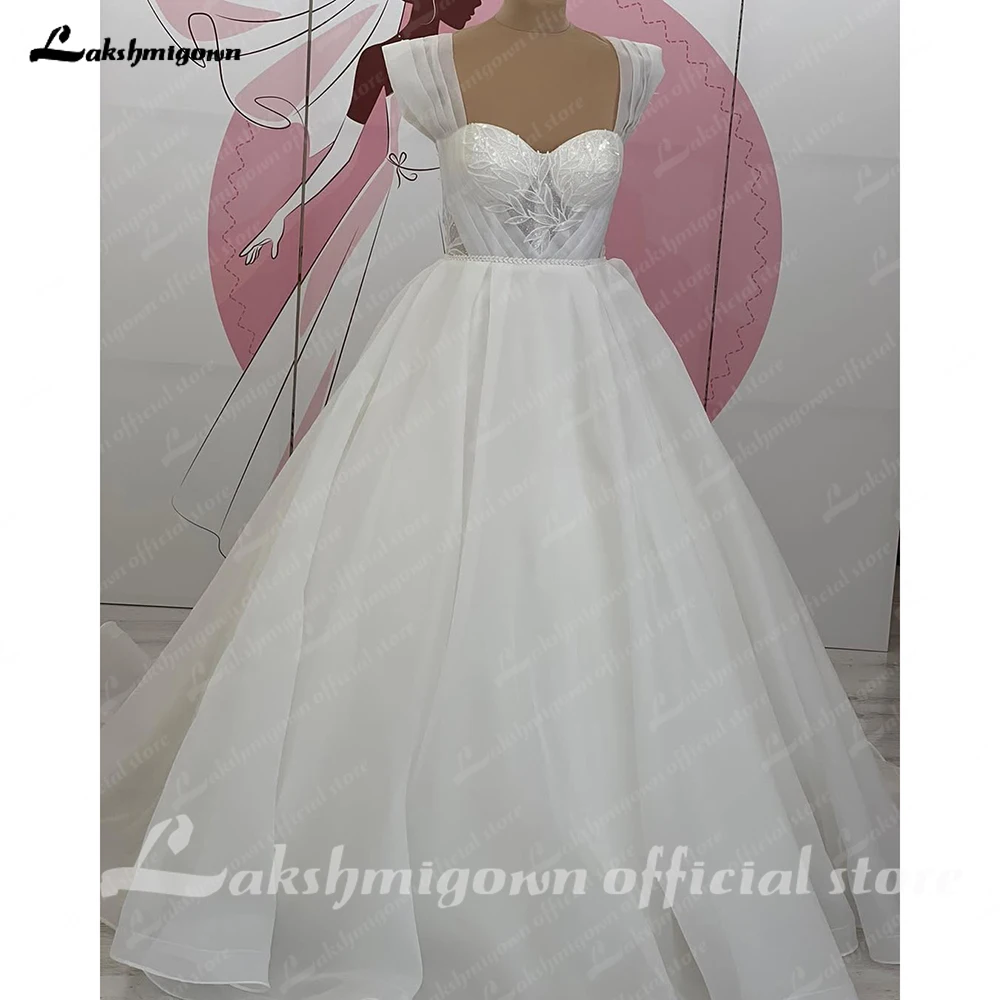 Lakshmigown vestido de novia romántico con escote Corazón y hombros descubiertos, traje de novia de princesa con exquisitos apliques, tren de barrido