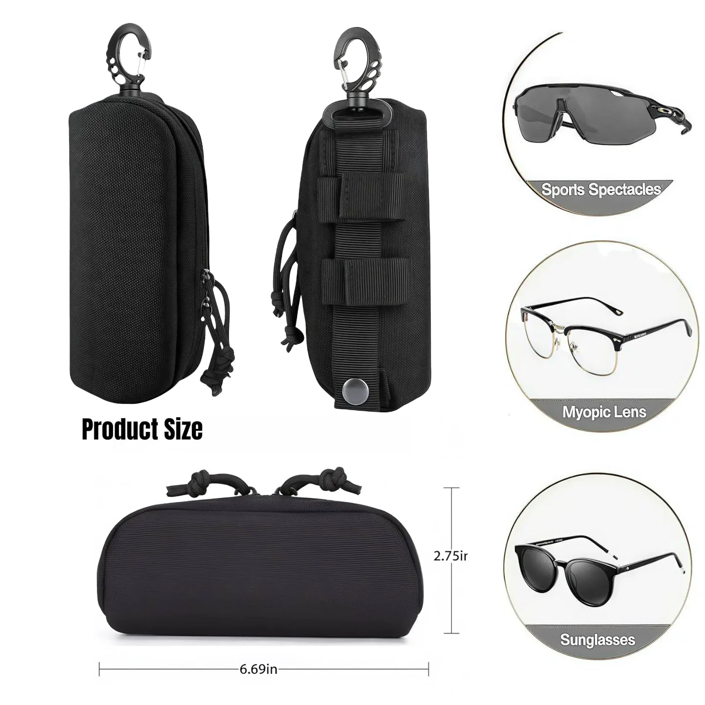 Taktische Molle-Tasche Hartschalen-Etui Modische Brillentasche Outdoor Tragbarer Brillenschutz Stoßfest Staubdicht Brillenetui