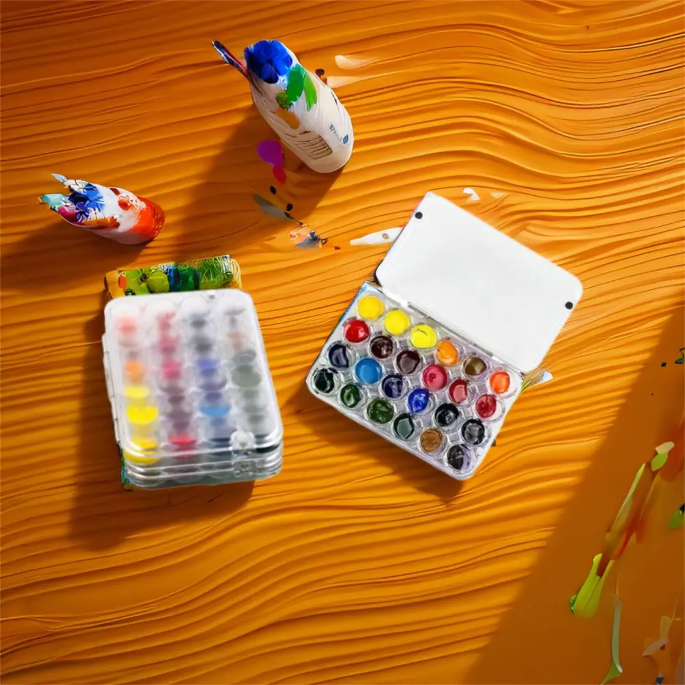 لوازم فنية 24 شبكة لوحة ألوان مائية صغيرة شفافة فارغة علبة طلاء ألوان مائية مختومة صندوق طلاء أكريليك نزهة الطالب #3