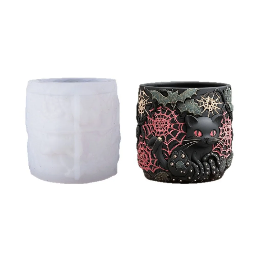

Black Cat Candle Cup Silicone Mold DIY Handmade Concrete Plaster Candle Jar Flowerpot Epoxy Resin Molds Home Décor
