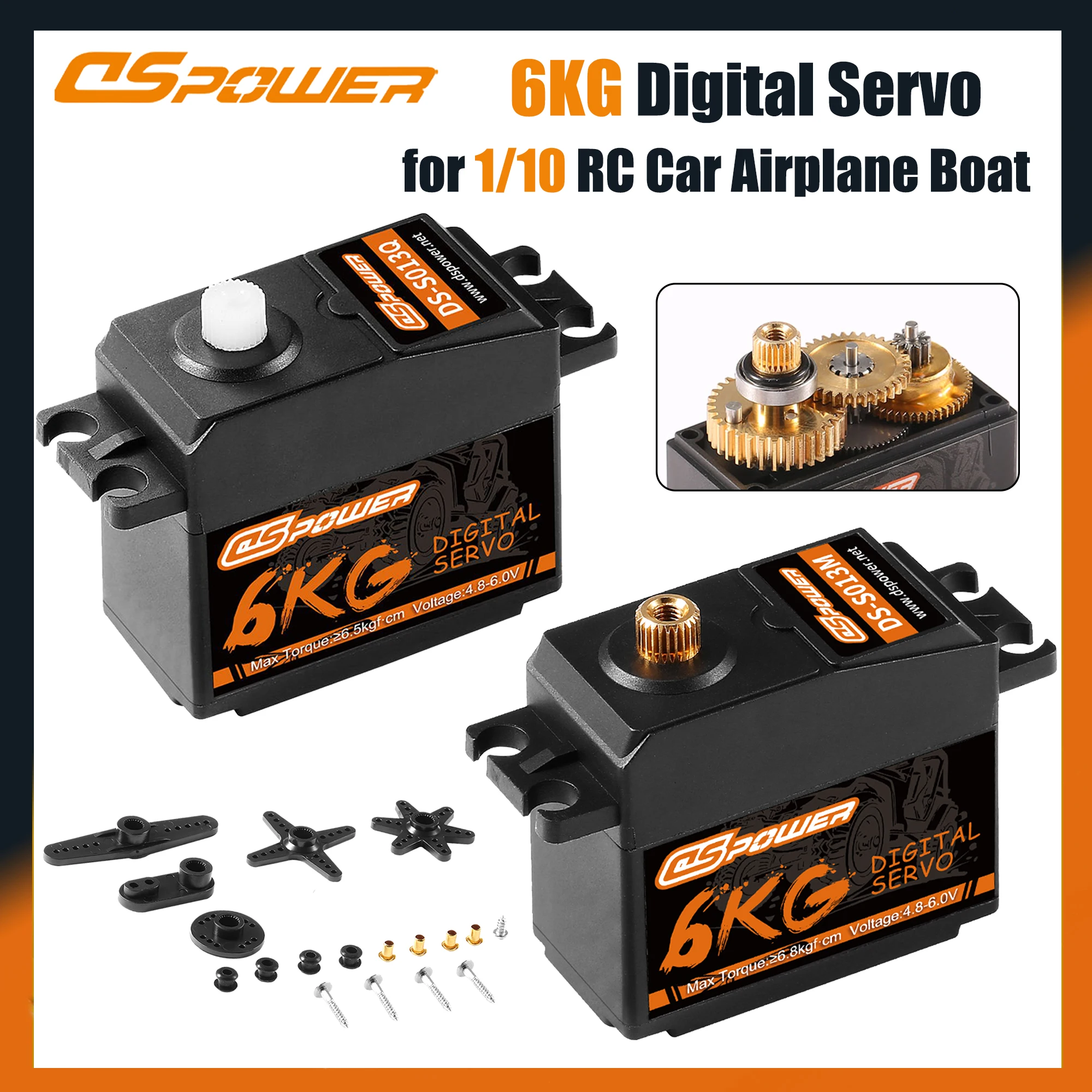 DSpower 6KG Micro Digital Servo Wasserdichtes Metall-/Kunststoffgetriebe für 1/10 RC Car Starrflügelflugzeug Wltoys HSP Trx Scx10 Mn86 Teil