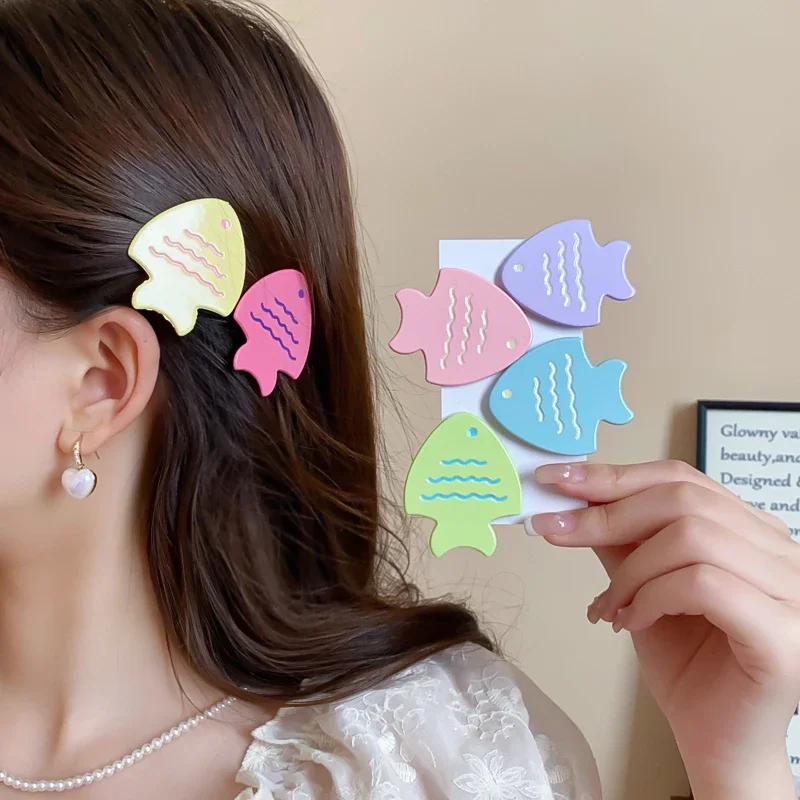 8 Pcs Cute Little Fish Cookie Duckbill Clips for Women Partysu Colorful Bangs Clip Sweet Personality Girls New Accessories Sets