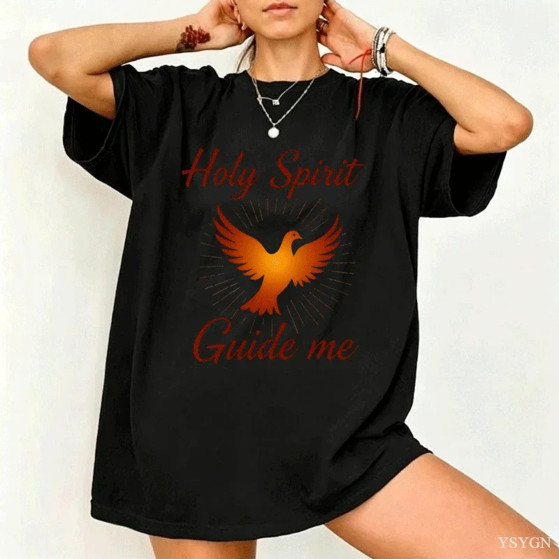 Guided By Angelic Love Heart With Angel Wings T Shirt Women Art Graphic Tee Ladies Short Sleeve Casual Tops