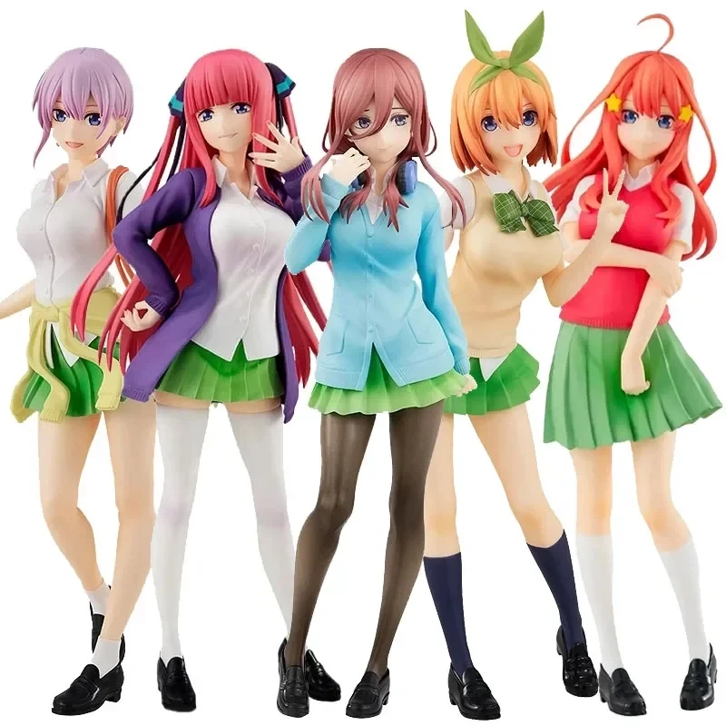 18cm Hot Anime The Quintessential Quintuplets Figure School Uniform Pleated Skirt Standing Nakano Miku Model Static Action Toys