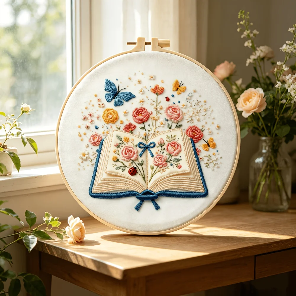 Stickerei-Set für Erwachsene Anfänger, Handgemachtes DIY-Stickerei-Set, Geeignet für Geschenke zu Feiertagen, Heimdekoration und Stickerei-Übungen