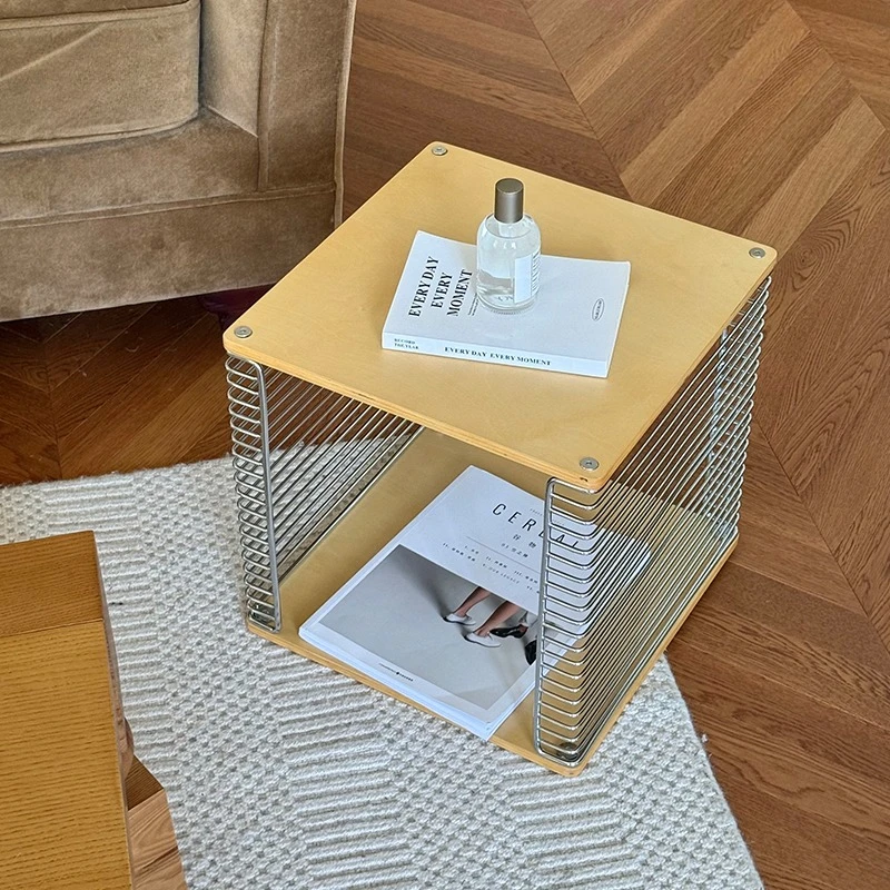 الشمال طاولة شاي الشمال خشبية الفولاذ المقاوم للصدأ طاولة القهوة الصغيرة القابلة للإزالة رف بسيط غرفة المعيشة المنزلي زخرفة الأثاث #2