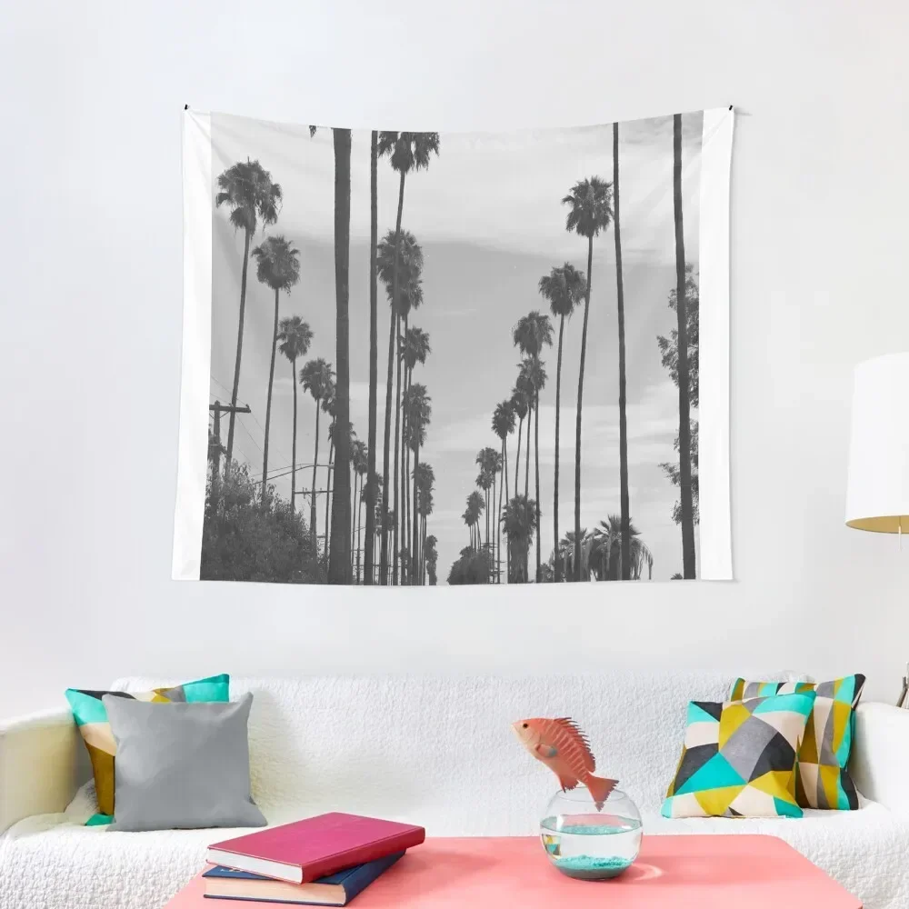 

Vintage Black & White California Palm Trees Photo Tapestry Aesthetic Decoration Wall Tapestries Tapestry