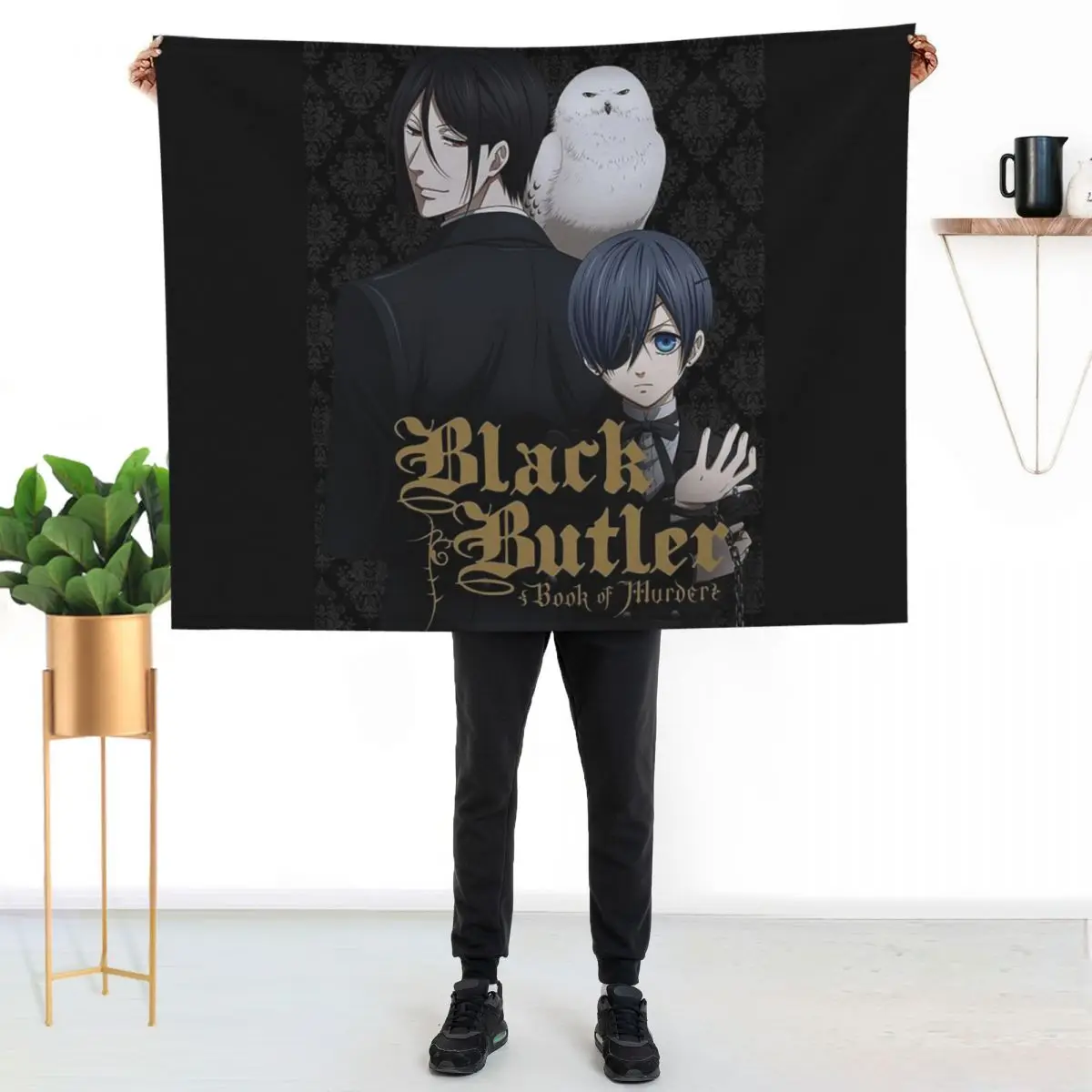 black butler black Throw Blanket Faux Fur Soft Warm Blanket for Bed