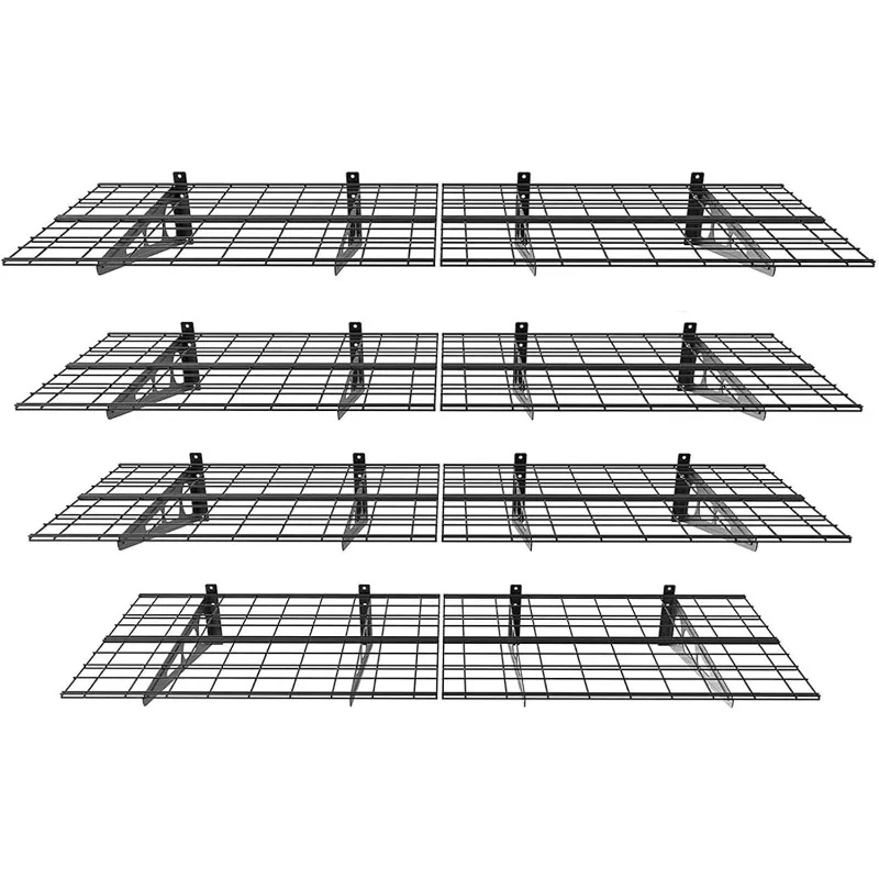 4-Pack 2x6ft 24-inch-by-72-inch Wall Shelf Garage Storage Rack Floating Shelves, Black