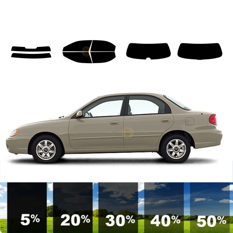 precut Removable Window Tint Film For Car 100% UVR 5%-35%VLT Heat Insulation Carbon ﻿For KIA SPECTRA 4 DR SEDAN 2002-2003