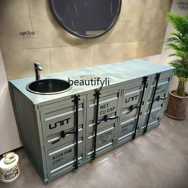 Q181  Industrial wind wash basin commercial creative container bar wash basin cabinet column washstand