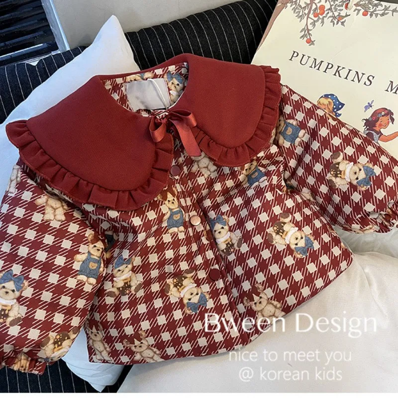

Girls' Thick Coat Autumn/Winter Children's Baby Red New Year's Clothing Cartoon Children's Cotton Jacket