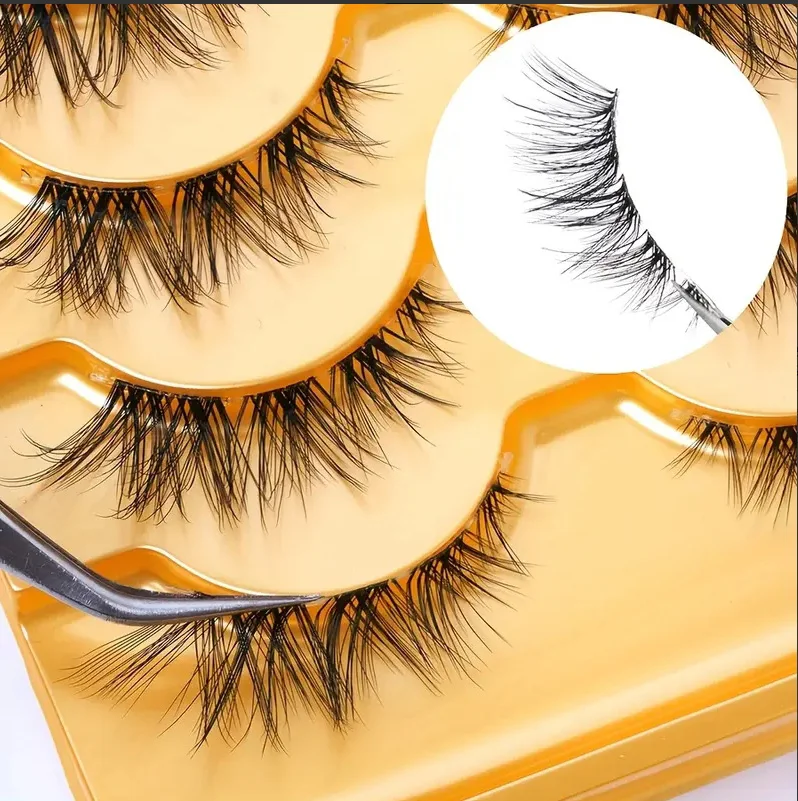 5 أزواج من الرموش الصناعية الطبيعية الطويلة على شكل ثعلب، ساق شفافة، خفيفة الوزن ومريحة، مناسبة للاستخدام اليومي أو المناسبات الخاصة