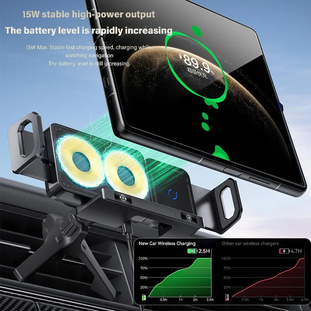 

Wireless Car Charger Mount Rotatable Car Dashboard Bracket Vent Windshield Air Holder Clamping Holder Phone Phone Auto B3b2