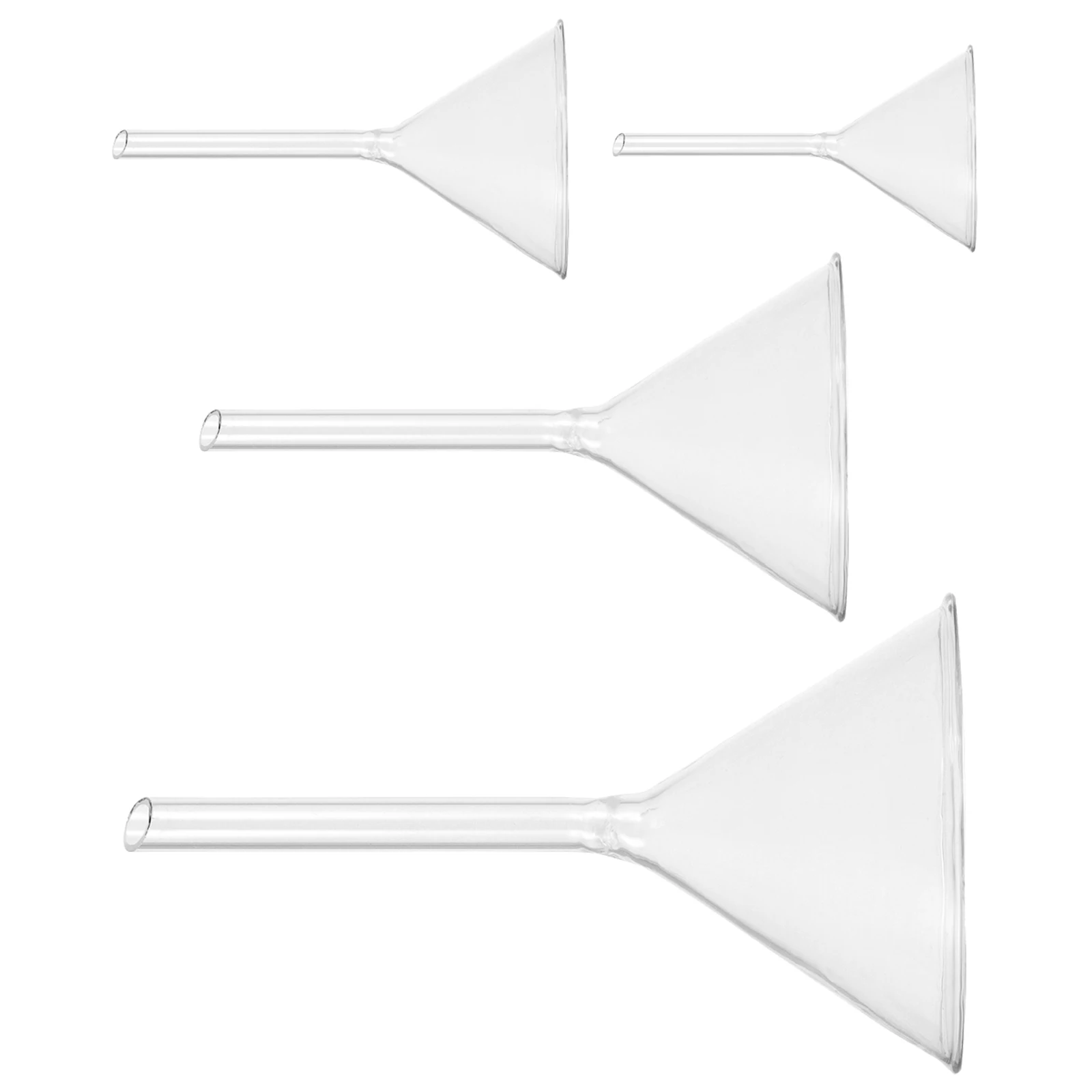 

4pcs Short Glass Funnel Lab Equipment 40mm 50mm 75mm 100mm Temperature Resistant Chemical Tool Triangle Round Filling